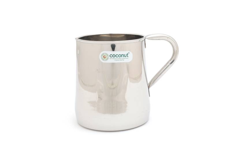 Coconut  Stainless Steel Plain Coffee Mug / Milk Mug / Juice Mug / Coffee Cups & Mugs - 1 Piece, Silver, 600 ml