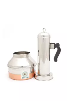 Coconut Stainless Steel Copper Bottom Puttu Maker/ Puttu Kodam with Lid - 1 Unit - 13.5 Inches