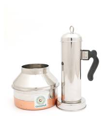 Coconut Stainless Steel Copper Bottom Puttu Maker/ Puttu Kodam with Lid - 1 Unit - 13.5 Inches