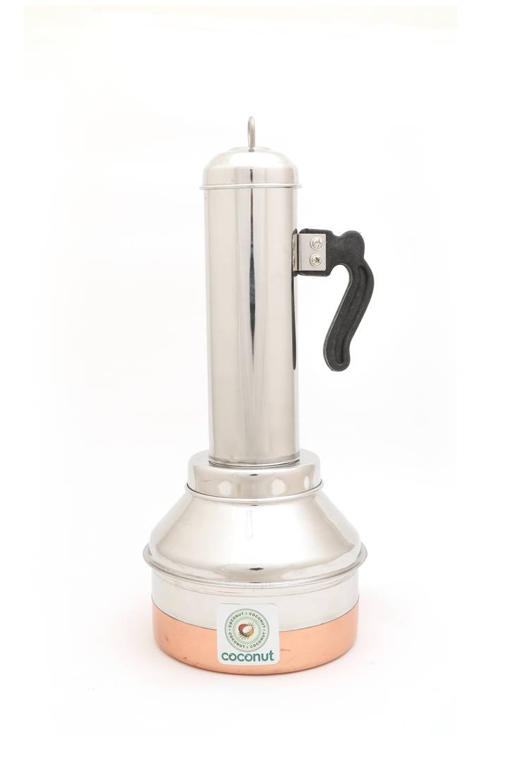Coconut Stainless Steel Copper Bottom Puttu Maker/ Puttu Kodam with Lid - 1 Unit - 13.5 Inches