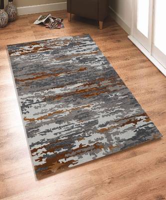 Orange Woolviscose Abstract 4x6 Feet  Hand-Tufted by Saraswati Global 1