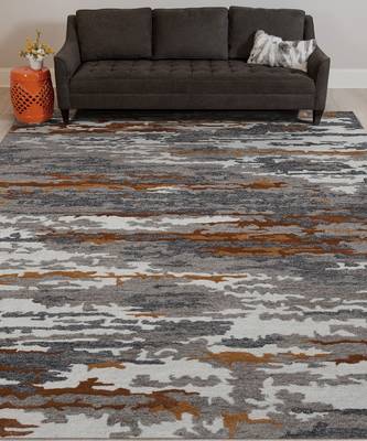 Orange Woolviscose Abstract 5x8 Feet  Hand-Tufted by Saraswati Global 1