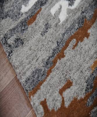 Orange Woolviscose Abstract 8X10 Feet  Hand-Tufted by Saraswati Global 4