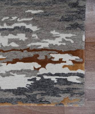 Orange Woolviscose Abstract 8X10 Feet  Hand-Tufted by Saraswati Global 6