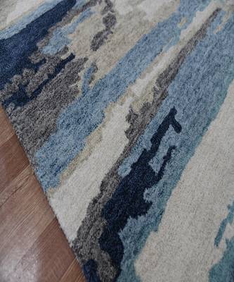 Blue Woolviscose Abstract 3X5 Feet  Hand-Tufted by Saraswati Global 3