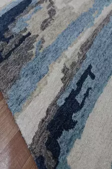 Blue Woolviscose Abstract 3X5 Feet  Hand-Tufted by Saraswati Global