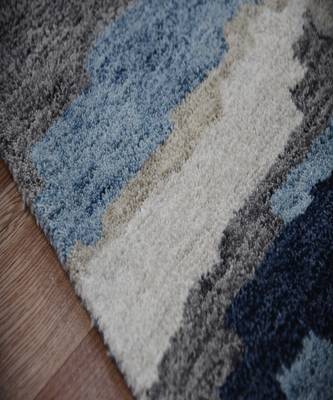 Blue Woolviscose Abstract 3X5 Feet  Hand-Tufted by Saraswati Global 4