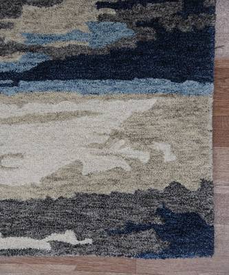 Blue Woolviscose Abstract 3X5 Feet  Hand-Tufted by Saraswati Global 6
