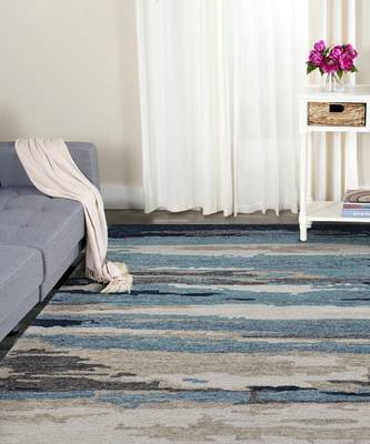 Blue Woolviscose Abstract 3X5 Feet  Hand-Tufted by Saraswati Global 1