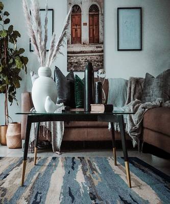 Blue Woolviscose Abstract 5x8 Feet  Hand-Tufted by Saraswati Global 1