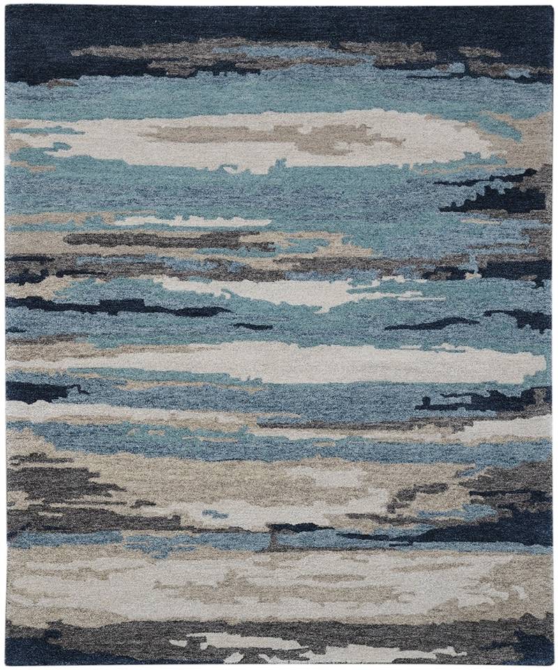 Blue Woolviscose Abstract 5x8 Feet  Hand-Tufted by Saraswati Global