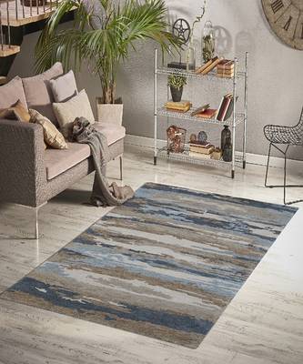 Water Blue Woolviscose Abstract 3X5 Feet  Hand-Tufted by Saraswati Global 2