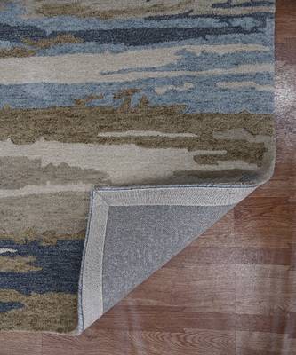 Water Blue Woolviscose Abstract 5x8 Feet  Hand-Tufted by Saraswati Global 2