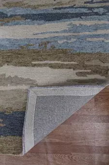 Water Blue Woolviscose Abstract 5x8 Feet  Hand-Tufted by Saraswati Global