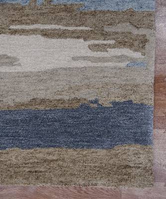 Water Blue Woolviscose Abstract 5x8 Feet  Hand-Tufted by Saraswati Global 5