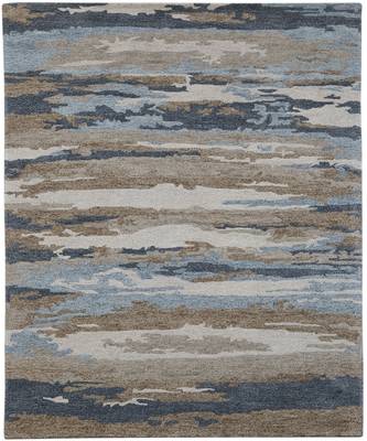 Water Blue Woolviscose Abstract 5x8 Feet  Hand-Tufted by Saraswati Global 6