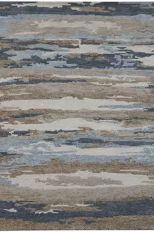 Water Blue Woolviscose Abstract 5x8 Feet  Hand-Tufted by Saraswati Global
