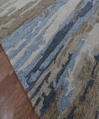 Water Blue Woolviscose Abstract 5x8 Feet  Hand-Tufted by Saraswati Global 7