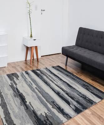 Dark Gray Woolviscose Abstract 3X5 Feet  Hand-Tufted by Saraswati Global 1