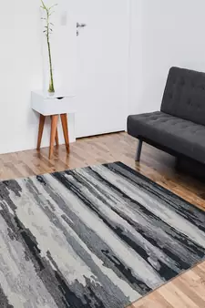 Dark Gray Woolviscose Abstract 3X5 Feet  Hand-Tufted by Saraswati Global