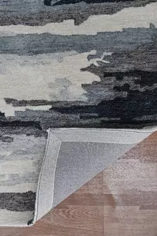 Dark Gray Woolviscose Abstract 8X10 Feet  Hand-Tufted by Saraswati Global