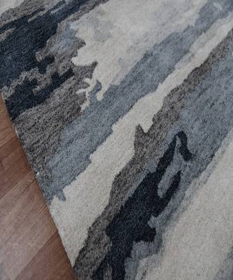 Dark Gray Woolviscose Abstract 8X10 Feet  Hand-Tufted by Saraswati Global 7