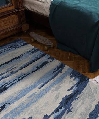 Navy Woolviscose Abstract 3X5 Feet  Hand-Tufted by Saraswati Global 1