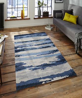 Navy Woolviscose Abstract 4x6 Feet  Hand-Tufted by Saraswati Global 1