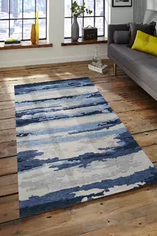 Navy Woolviscose Abstract 4x6 Feet  Hand-Tufted by Saraswati Global