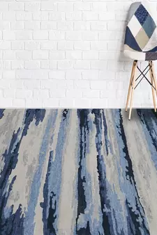 Navy Woolviscose Abstract 5x8 Feet  Hand-Tufted by Saraswati Global