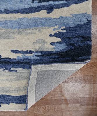 Navy Woolviscose Abstract 8X10 Feet  Hand-Tufted by Saraswati Global 2