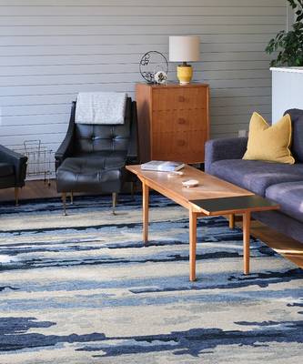 Navy Woolviscose Abstract 8X10 Feet  Hand-Tufted by Saraswati Global 1