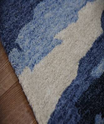 Navy Woolviscose Abstract 8X10 Feet  Hand-Tufted by Saraswati Global 3