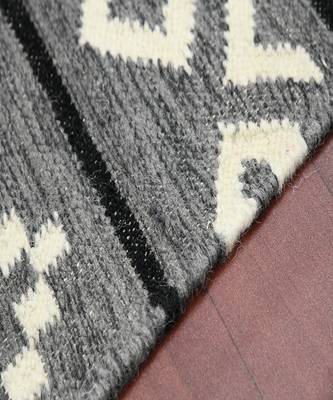 Gray Wool Artifacts 5x8 Feet  Hand-Woven by Saraswati Global 3