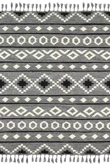 Gray Wool Artifacts 5x8 Feet  Hand-Woven by Saraswati Global