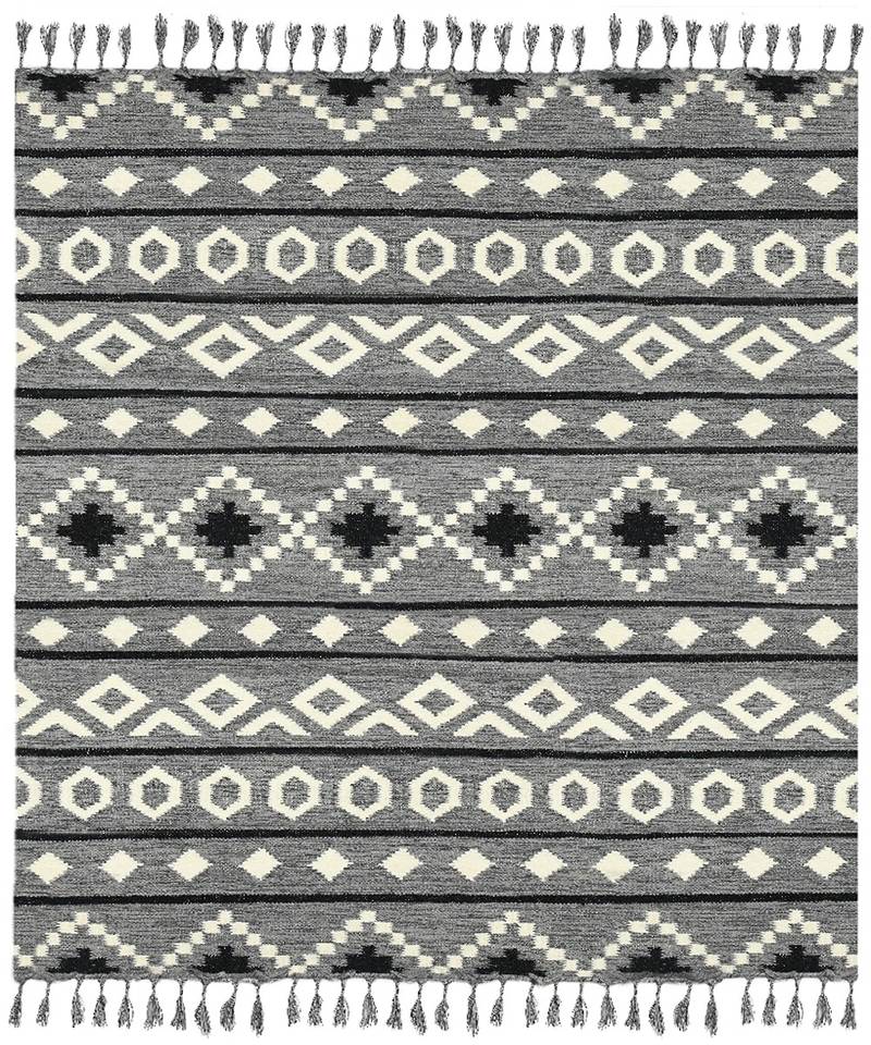 Gray Wool Artifacts 5x8 Feet  Hand-Woven by Saraswati Global
