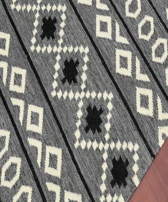 Gray Wool Artifacts 5x8 Feet  Hand-Woven by Saraswati Global 7