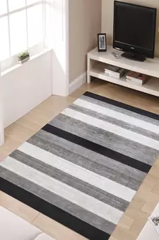 Charcoal Woolviscose Blend 5x8 Feet  Hand-Woven by Saraswati Global
