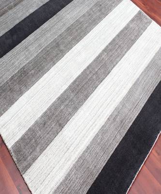 Charcoal Woolviscose Blend 5x8 Feet  Hand-Woven by Saraswati Global 4