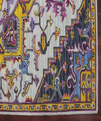Ivory Wool Boho 5x8 Feet  Hand-Tufted by Saraswati Global 3