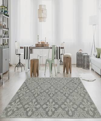 Shale Gray Wool Boston 5X7.6 Feet  Hand-Tufted by Saraswati Global 1