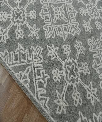 Shale Gray Wool Boston 7.6x9.6 Feet  Hand-Tufted by Saraswati Global 7