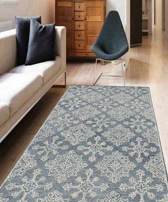 Gray Steel Wool Boston 5X7.6 Feet  Hand-Tufted by Saraswati Global 1