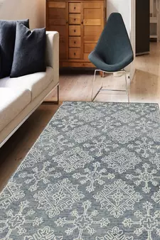 Gray Steel Wool Boston 5X7.6 Feet  Hand-Tufted by Saraswati Global