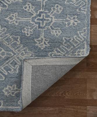 Sky Blue Wool Boston 5X7.6 Feet  Hand-Tufted by Saraswati Global 2