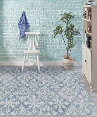 Sky Blue Wool Boston 5X7.6 Feet  Hand-Tufted by Saraswati Global 1