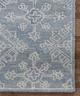 Sky Blue Wool Boston 5X7.6 Feet  Hand-Tufted by Saraswati Global 5