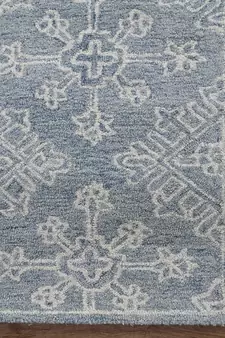 Sky Blue Wool Boston 5X7.6 Feet  Hand-Tufted by Saraswati Global
