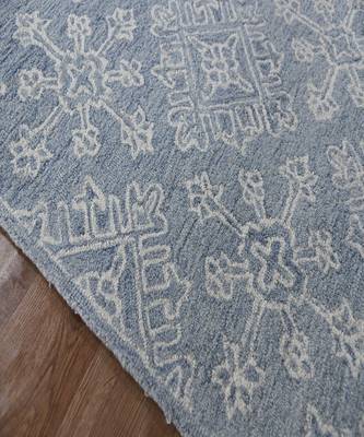 Sky Blue Wool Boston 5X7.6 Feet  Hand-Tufted by Saraswati Global 7