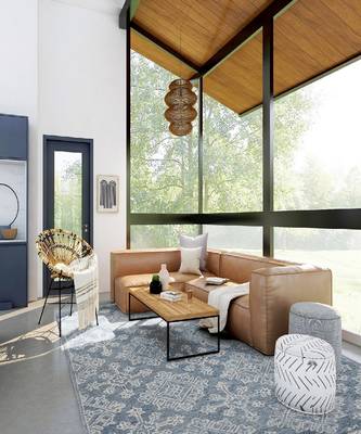 Sky Blue Wool Boston 7.6x9.6 Feet  Hand-Tufted by Saraswati Global 1